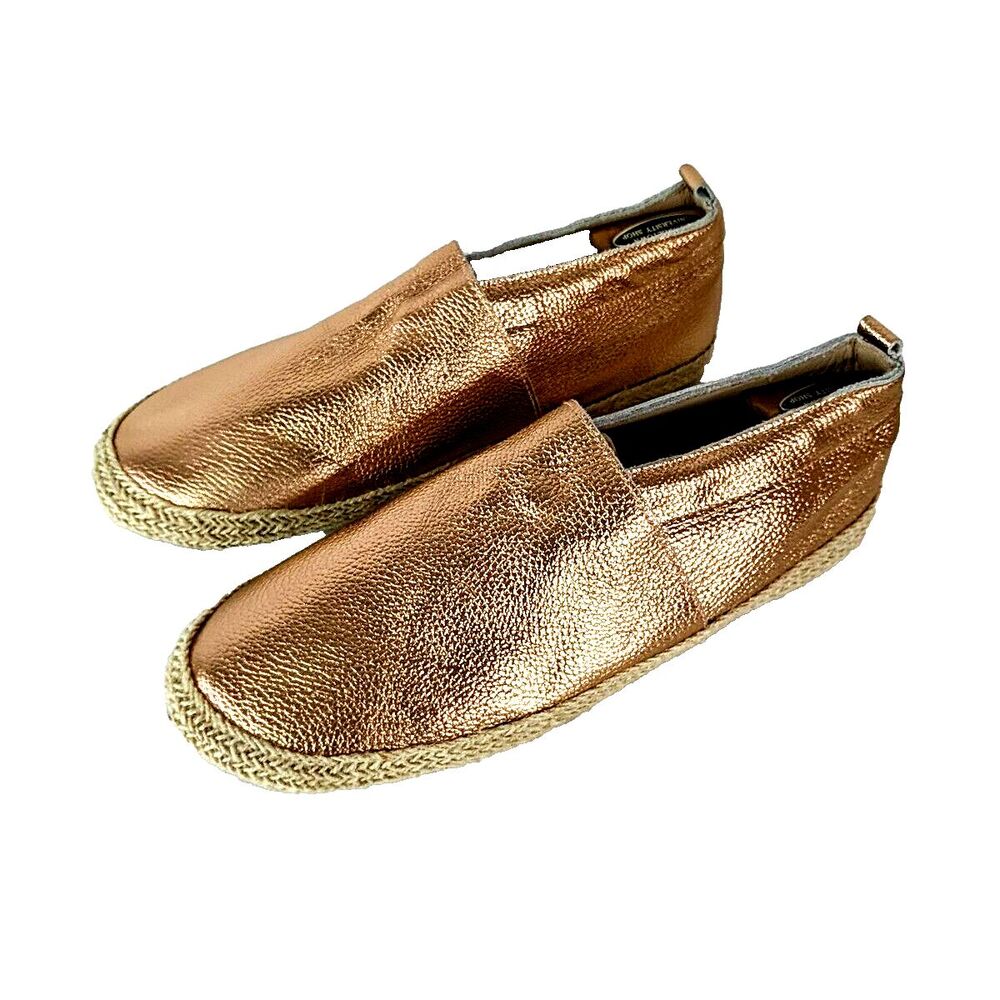 Monkey Feet Rose Gold Espadrille Flats Women Size 41 US 10 11 Leather Slipper